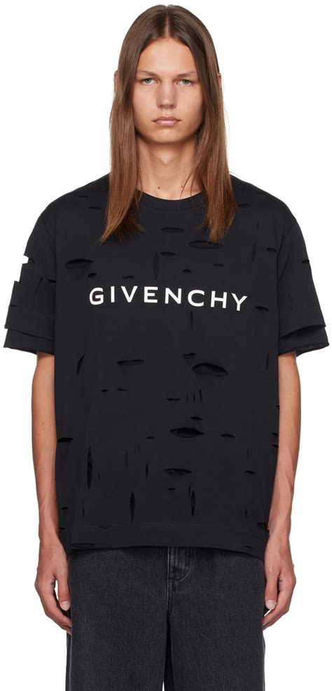 givenchy t shirt balck basic|givenchy distressed t shirt.